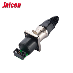 Jnicon RJ45 штекер сигнальный винт с блокировкой 90 градусов Гнездо M19 push-Блокировка IP65 разъем Ethernet RJ45 водонепроницаемый разъем - Product Image 1