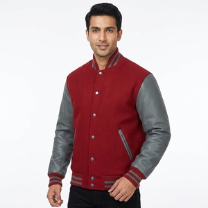 Veste de baseball unie pour homme, veste varsity à rayures pour homme, de haute qualité, manches longues, boutonnée - Product Image 1