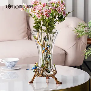 RORO家の装飾リビングルーム寝室オフィス宴会博物館モダンで豪華な家の装飾的なエナメルヨーロッパの花ガラスクリスタル花瓶