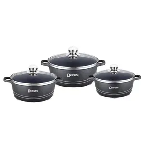 Hot Selling Kitchen Cookware Supplier 6pc big size Non Stick Die Casting Cast Iron Kitchen Cooking Pot Frying Pan