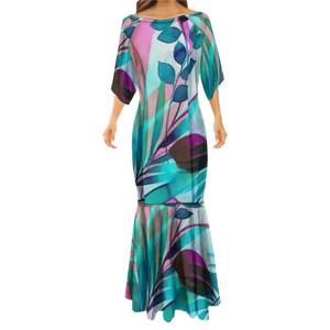 Vestido Hawaiano con Estampado de Flores de Plumeria, Vestido Polinesio Personalizado, Vestidos de Sirena con Cola de Pez, Vestido Largo Rojo de Fiesta, Vestidos de Noche - Product Image 3