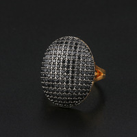 18 Karat Gold Schmuck Micro Pave Oval verstellbarer Ring für Frauen