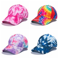 Casquettes de baseball vintage en polyester personnalisées avec logo, ajustables et structurées, pour voyage, plage et sport, motif Tie-Dye, vente en gros
