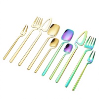 Ensemble de couverts à dessert modernes et minimalistes en acier inoxydable 304 brillant, cinq pièces créatives à suspendre au mur : tasse, cuillère, couteau à gâteau, fourchette