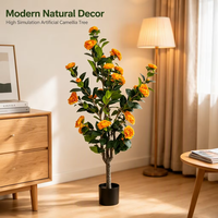 Bouquet de fleurs artificielles de camélia de 100 cm, plante en soie artificielle en pleine floraison pour la décoration de la maison, du salon ou d'un mariage