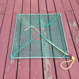Nouveau Piège à crabes pliable à ouverture supérieure avec filet en acier inoxydable galvanisé et maille PE 50x50CM pour crabes, poissons et yabbies – Facile à utiliser - Product Image 3
