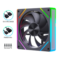 Ventilateur de boîtier PC SNOWMAN EK120-ARGB-BK 120mm noir ARGB, roulement hydraulique PWM, synchronisation en chaîne 5V 3 broches, vente en gros