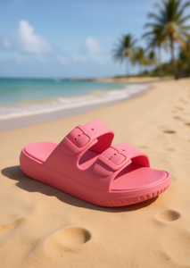 Sandali Eva a Doppia Cinghia Comodi 22 Unisex Estivi Open Toe Tinta Unita Rosa Chiaro - Product Image 2