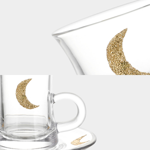 Tazza di vetro fatto a mano e piattino stile arabico con decalcomania fatta a mano tazza di tè e tazza di caffè set di tè turco - Product Image 4