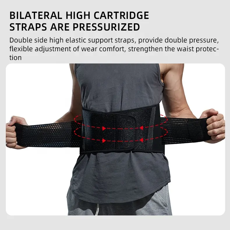 Soft Breathable Mesh Fabric Lumbar Support Back Brace for Lower Back Pain Relief with 8 PE Strip