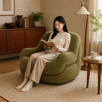 Nouvelle Arrivée Chaise de Sol en Velours Côtelé Compressée Sous Vide, Fauteuil d'Appoint au Design Courbé à Grandes Accoudoirs pour Salon et Espace Lecture