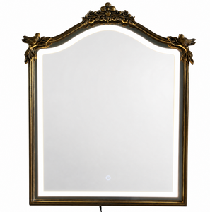 Specchio da Toeletta LED in Stile Barocco Francese, Cornice Dorata con Rilievi di Uccelli, Specchio Vintage per Arredamento Camera da Letto - Product Image 3