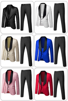 Setelan Jas Pria 3 Potong Elegan Slim Fit Kancing Tunggal untuk Pesta, Blazer, Rompi, Celana, Cocok untuk Makan Malam, Pernikahan, Tuxedo Pria