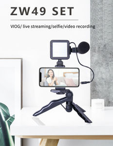 Xuchen-trípode ZW49 para cámara de teléfono, luz LED de vídeo, micrófono, palo de selfi, Kit de soporte para cámara, Vlogging para <span class=keywords><strong>Tick</strong></span> <span class=keywords><strong>Tock</strong></span> Studio - Product Image 5
