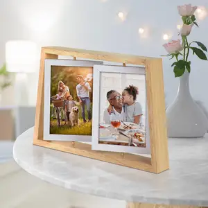 Bingkai foto kayu berputar, bingkai foto kayu untuk merayakan hari jadi anak-anak merekam Desktop bingkai foto kayu