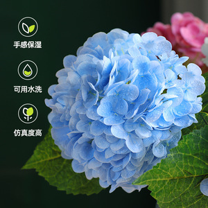 Fleurs artificielles en soie d'hortensia Haiyi, 72 pièces, toucher hydratant, décoration de mariage et de maison, bouquet bleu et blanc - Product Image 4