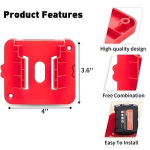 M1 18V Battery Holder Wall Mount Base <b>Plastic</b> Compatible With Milwaukee Power Tool Accessories - Product Image 3
