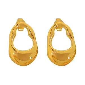 FANJIN JEWELRY EH157 Good Quality Factory Directly Irregular Geometric Simple Peplum Earrings Premium