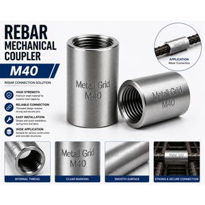Acoplador mecánico de alta resistencia M40 de acero al carbono roscado de precisión sin aleación para empalme de barras de refuerzo de alta resistencia - Product Image 3