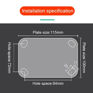 Roues de roulettes en caoutchouc de 4, 5, 6, 8 pouces, noyau en Aluminium