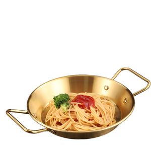 Korean Restaurants Eco-Friendly Stainless Steel <strong>Paella</strong> <strong>Pan</strong> Gold Spanish <strong>Paella</strong> Frying Cooking Pot for Seafood Factory Price - Product Image 2