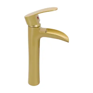 Modern Nordic Style Champagne Bronze Gold Vessel Sink Wash Faucet Sanitary Ware Bathroom Sink Basin Water Faucet