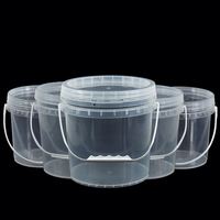 Seau en plastique PP, design rond avec couvercle, seau transparent