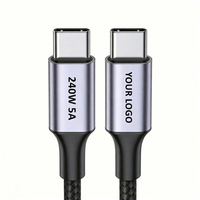 Cables de Carga USB Tipo C de 240 W y 5 A, Cable Tipo C de Carga Rápida, Cable USB C a USB C de Nailon Trenzado Personalizado de Fábrica de 1 m y 2 m