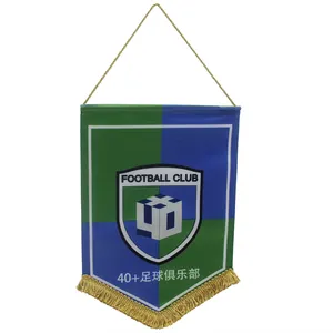 Grosir kualitas Oem portabel bendera berkualitas terbaik rumbai tepi sepak bola klub dekoratif gantungan dinding bendera panji