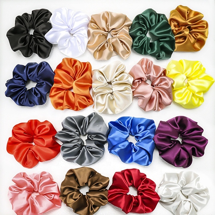 Satin Ponytail Holder Fabric Hair Accessories, Lovely Scrunchies, Solid Color Rubber Band, Fashion
