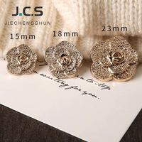 Boutons décoratifs écologiques en alliage de zinc Camélia à dos plat, 1 trou, circulaires, pour chemises, blazers et pulls – Vente en gros, en stock