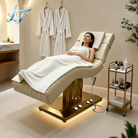 Table de massage électrique de luxe moderne dorée pour salon de beauté, 2 moteurs, pour soins du visage, spa et extensions de cils