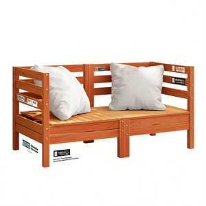 Conjunto de Sofás de Jardín de Madera de Pino Maciza, Diseño de 2 Unidades Individuales, Color Marrón, Muebles de Exterior Estilo Rústico - Product Image 1