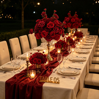 Usine de fleurs artificielles DKB, vente en gros de boules de fleurs rouges, boules de fleurs en soie artificielle de haute qualité pour la décoration de table de mariage