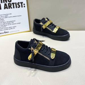 2025 primavera y otoño nuevo producto zapatos bajos para hombres gamuza sintética con doble hebilla de Metal tendencia de moda cierre con cordones - Product Image 1