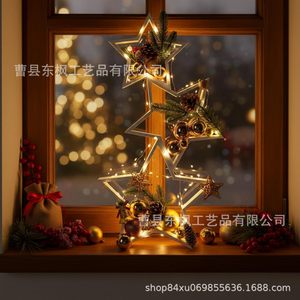 Wooden <b>Star</b> Christmas Ornament <b>Hanging</b> Decoration Rustic Style Wall Pendant Solid Wood Craft 3 Piece Set - Product Image 2