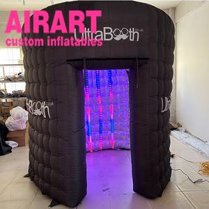 LED Lighting <strong>Inflatable</strong> Black Printing logo Cylinder Shape Photo Booth - Product Image 2