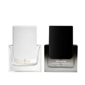 Custom makeup 30ml bb cream empty square cosmetic packaging frosted liquid foundation glass bottle with pump