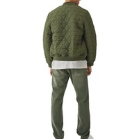 Blouson d'aviateur matelassé à encolure côtelée en nylon avec étiquette tissée en gros pour hommes
