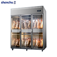 Armoire de séchage commerciale verticale à porte vitrée, sécheur réfrigéré à circulation d'air chaud et froid pour canard, poulet et viande séchée