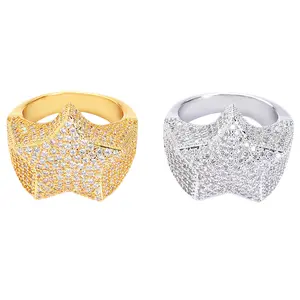 BES Fine Jewelry Custom Diamond 925 Sterling Silver Engagement Rings GRA VVS Moissanite Star Ring Men