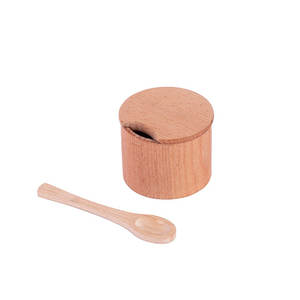Excellent Class Premium Bulk Mini Seasoning Box <b>Kitchen</b> <b>Storage</b> With Spoon 8cm Wooden Spice Jar - Product Image 1