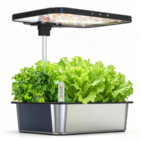 Système hydroponique en acier inoxydable à 15 trous, lampe de culture LED automatique 24W, jardinière de bureau pour herbes, légumes et fraises avec pompe