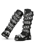 Bottes de moto en métal Cyberpunk 2026, nouvelle mode, noires, semelle épaisse, rondes, décontractées, bottes de chevalier, street rock, talon épais