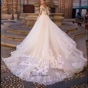 Gaun pernikahan putri duyung seksi, gaun pernikahan renda 2 dalam 1 dapat dilepas lengan panjang Sweetheart - Product Image 5