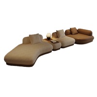Sofá Modular de Lujo Moderno en Bouclé, Muebles para Sala de Estar, Conjunto de Sofá Curvo con Cojines Suaves y Mesa Lateral Funcional
