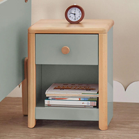 Table de chevet pour enfant à 2 niveaux en bois rose avec tiroir et rangement ouvert pour enfants