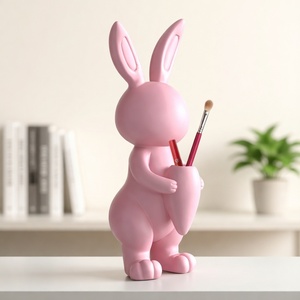 Statue de lapin en argent sur mesure, sculpture d'animal moderne de style dessin animé pour la décoration intérieure - Product Image 2