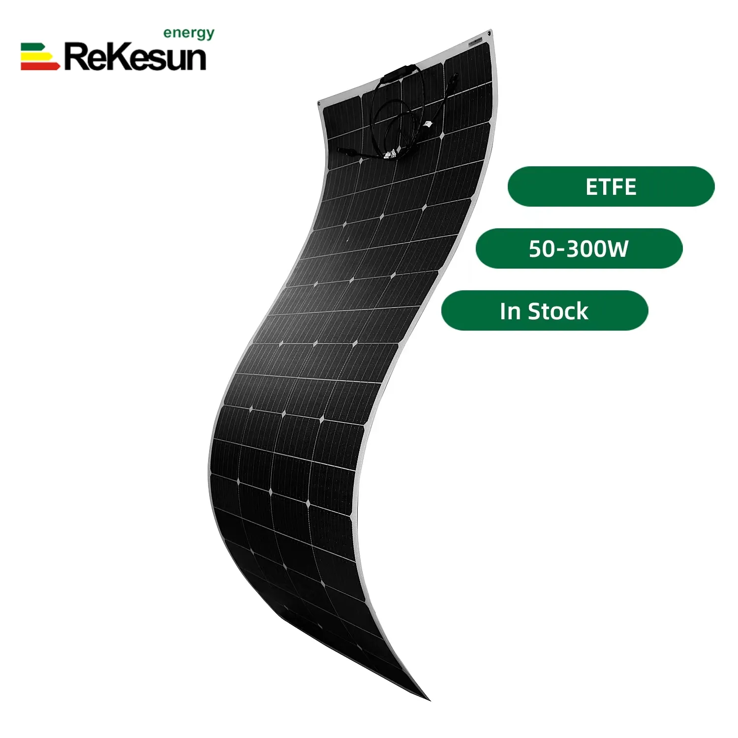 Rekesun 200W 18V Semi-Flexible Solar Panel Thin Film ETFE Bendable Solar Panel