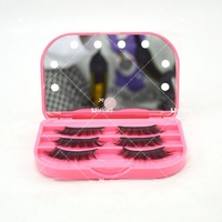 Boîte d'emballage de faux cils en plastique portable réutilisable avec miroir led pour le stockage des cils